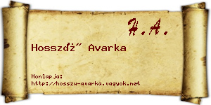 Hosszú Avarka névjegykártya